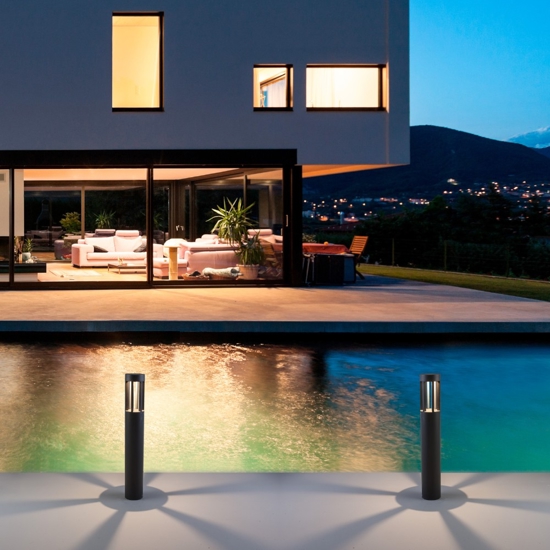 Lampione antracite moderno da giardino led 8w 3000k