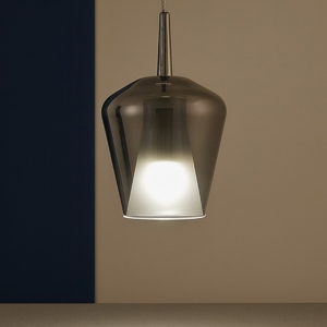 Lampada a sospensione vetro cromo design luce pendente