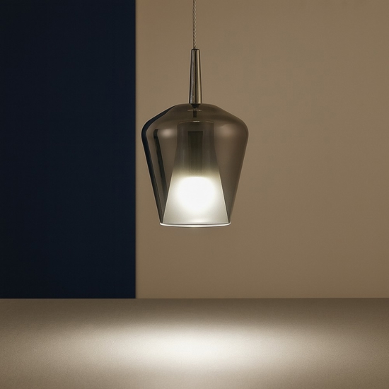 Lampada a sospensione vetro cromo design luce pendente