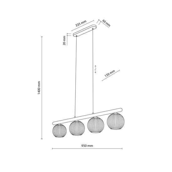 Lampadario in legno e vetro per tavolo da cucina