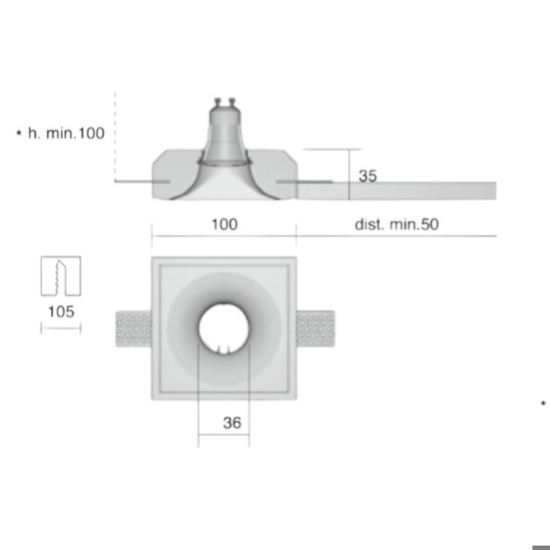 Isyluce mini faretto rotondo di gesso incasso per controsoffitto