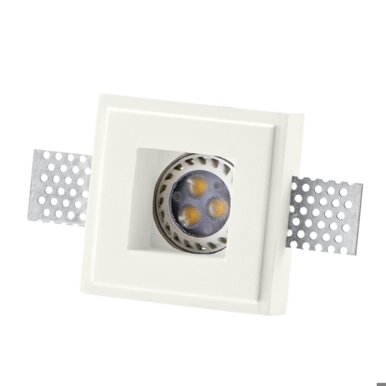 Isyluce faretto quadrato in gesso da incasso a soffitto