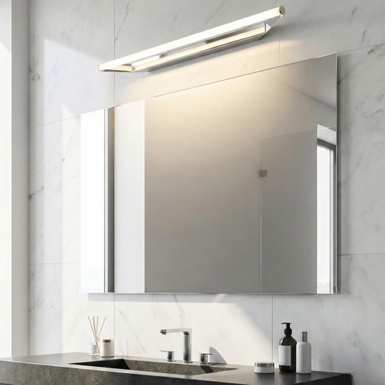 Applique da bagno 43cm circular linea light cromo led 8w 3000k fp