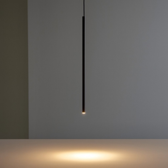 Lampada a sospensione nera cilindro lungo 100 cm