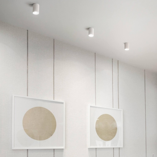 Faretto in gesso da soffitto cilindro rigato isyluce gypsos