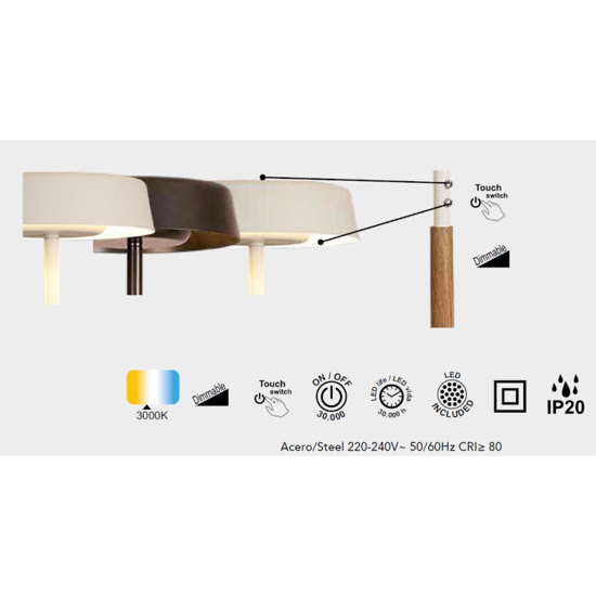Piantana nera moderna led 15w 3000w dimmerabile