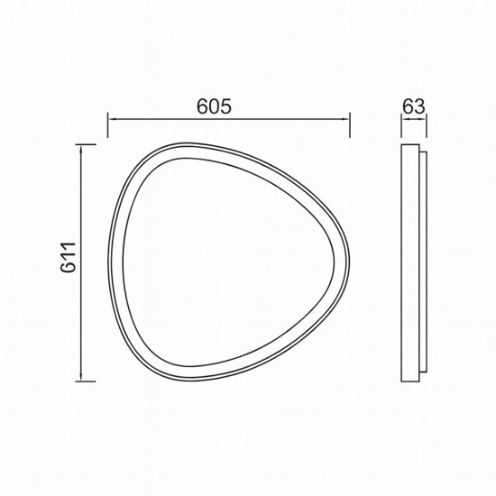 Plafoniera design triangolare nera led 62w 2700k-5000k con telecomando