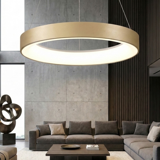Lampadario anello 38cm oro sabbiato led 30w da 2700k a 5000k con telecomando app