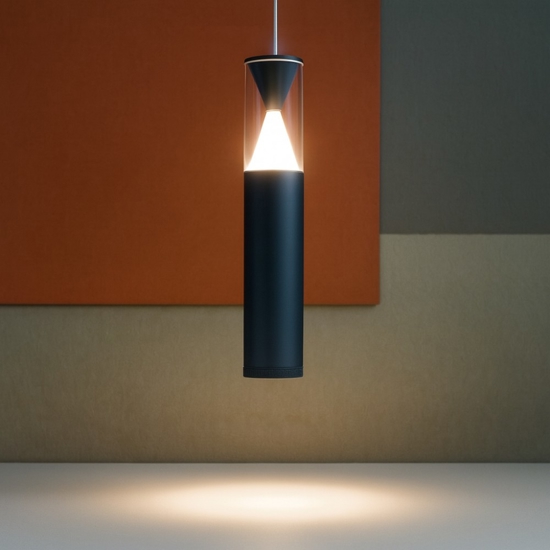 Lampada a sospensione design antracite cilindro led 7w 3000k