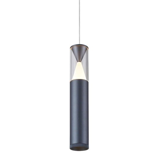 Lampada a sospensione design antracite cilindro led 7w 3000k