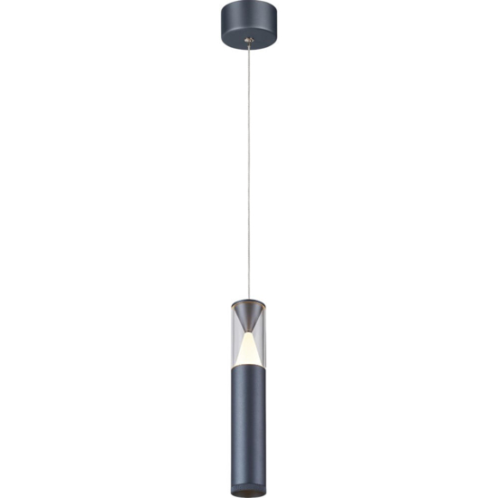 Lampada a sospensione design antracite cilindro led 7w 3000k