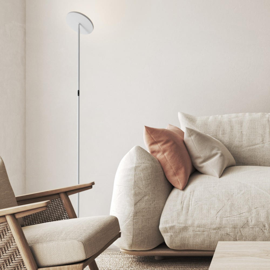 Piantana led 30w 3000k bianca moderna parabola orientabile