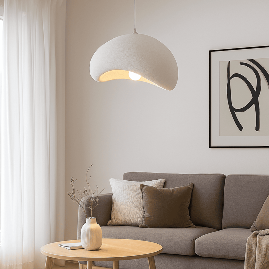 Lampadario 50cm per cucina bianco design japandi stile wabi sabi