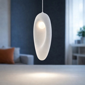 Lampada a sospensione bianca stile wabi sabi per soggiorno japandi