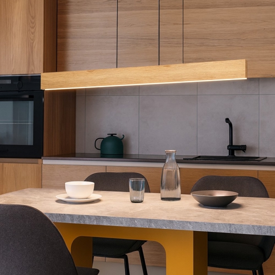 Eglo lampadario a barra per cucina in legno led rgb 2700k a 6500k controllo remoto app