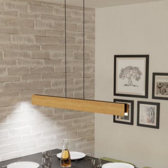 Eglo lampadario a barra per cucina in legno led rgb 2700k a 6500k controllo remoto app
