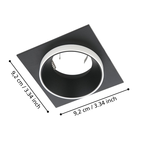 Carosso eglo faretto da incasso a soffitto quadrato nero bianco