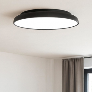 Plafoniera tonda nera led 3000k dimmerabile per soggiorno