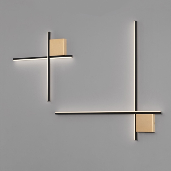 Applique oro nero design moderna bacchette 50cm led 15w 3000k