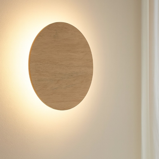 Applique design moderno led 9w 3000k di legno tondo eglo fp
