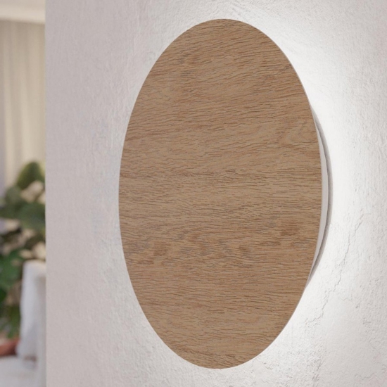 Applique design moderno 9w 3000k di legno tondo eglo fp