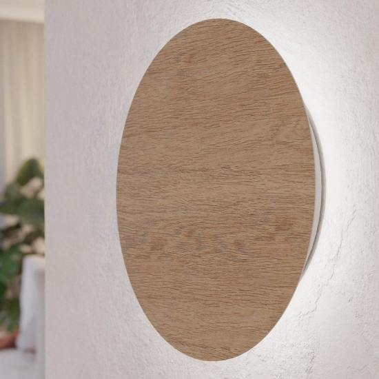Applique design moderno led 9w 3000k di legno tondo eglo fp