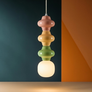Lampada a sospensione di ceramica rosa giallo verde per cucina moderna