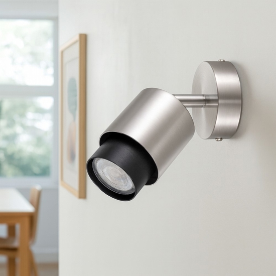 Applique da soffitto grigio nickel orientabile