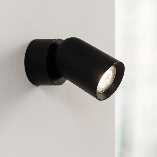 Applique lampada da parete nera spot orientabile