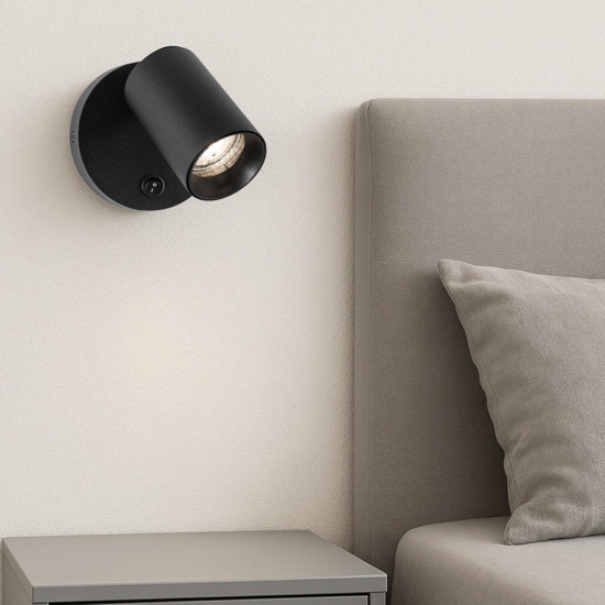 Applique nero luce orientabile per comodino camera da letto