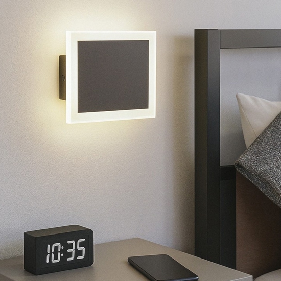 Eglo talamello applique per camera da letto moderna nera led 12w 3000k