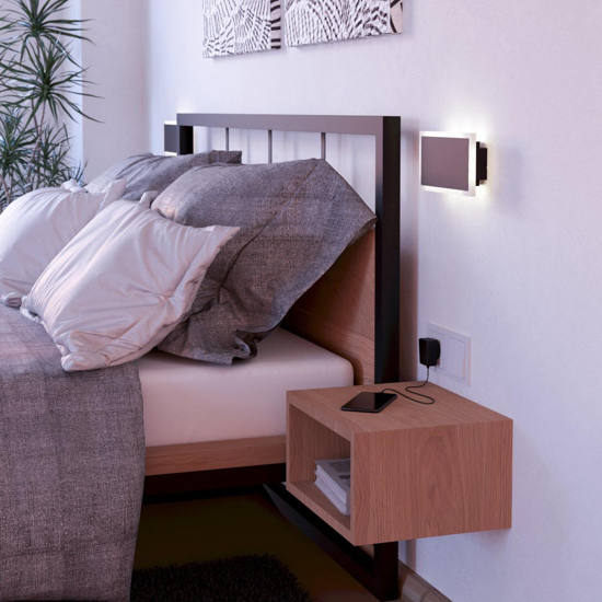 Eglo talamello applique per camera da letto moderna nera led 12w 3000k