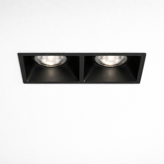 Cestello faretto nero 2 luci da incasso a soffitto