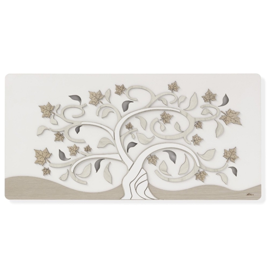 Quadro di legno albero della vita 119x59 moderno bianco rovere