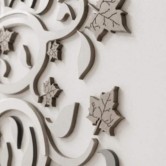 Quadro albero della vita moderno 60x120 legno bianco tortora grigio