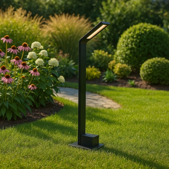 Lampione da giardino design sottile nero led 7w 3000k moderno