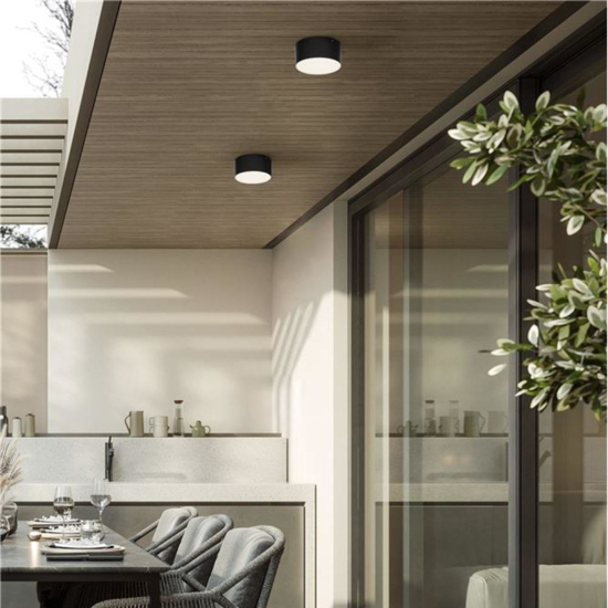 Plafoniera da esterno rotonda antracite led 10w 3000k ip65