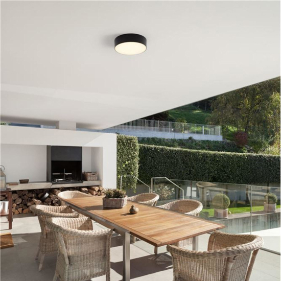 Plafoniera rotonda da esterno balcone antracite led 20w 3000k ip65