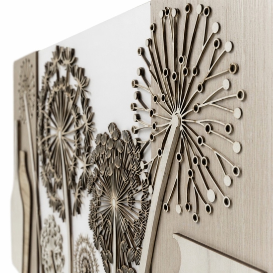 Quadro moderno legno 120x60 per soggiorno bianco rovere