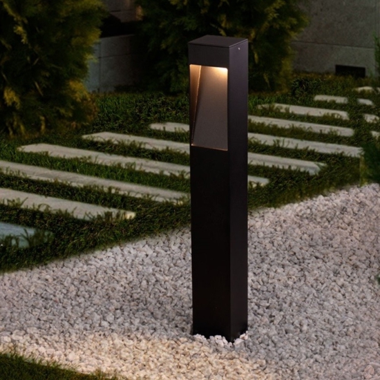 Lampione nero design da giardino 60 cm led 7w 3000k moderno