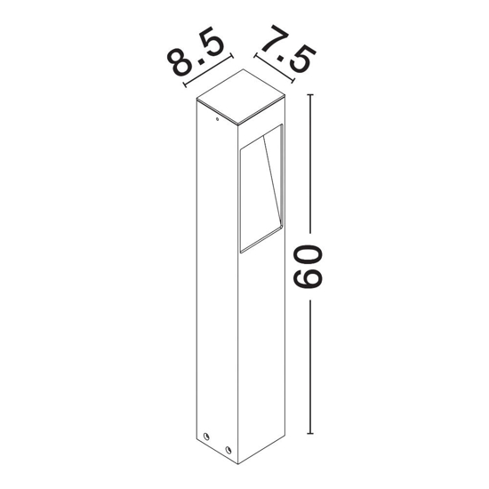 Lampione nero design da giardino 60 cm led 7w 3000k moderno