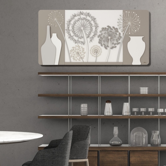 Quadro per soggiorno moderno in legno floreale 120x60