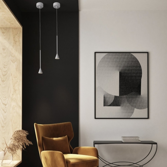 Lampada cono pendente a sospensione bianco led dimmerabile