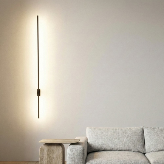 Applique design moderno verticale bacchetta nera led 20w 3000k