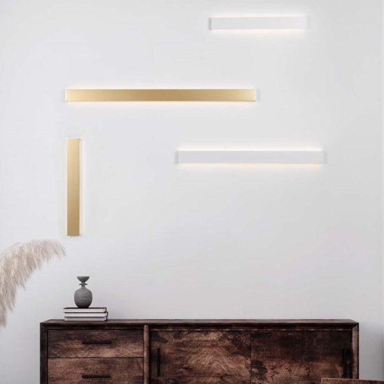 Applique rettangolare 120cm dorata led 44w 3000k moderna