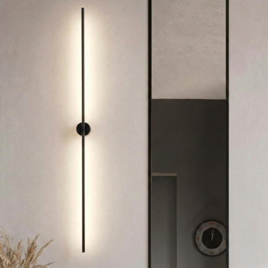 Applique moderna bacchetta nero 120 cm led 20w 3000k