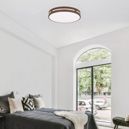 Plafoniera per camera da letto marrone rotonda led 30w 3000k luminosa