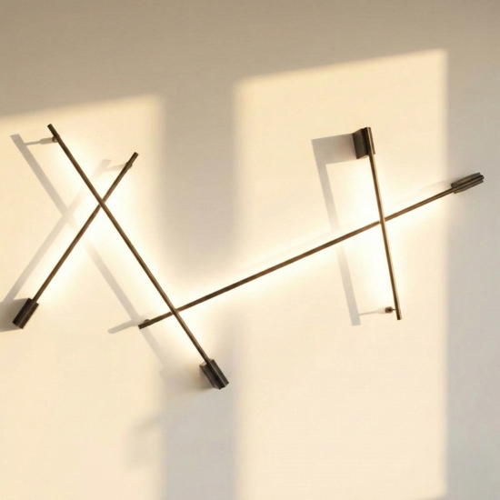 Applique incrocio 90cm sporgenza 7cm nera led 15w 3000k moderna