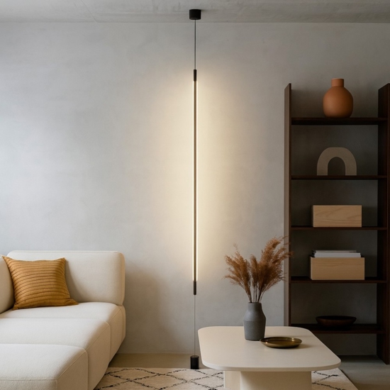 Lampada da terra pendente attacco a soffitto cilindro nero led 20w 3000k moderna