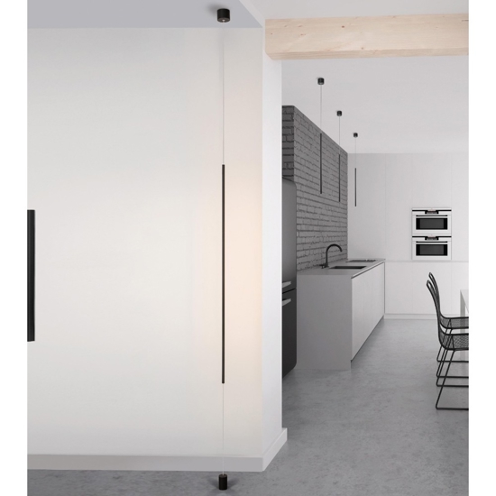 Lampada da terra pendente attacco a soffitto cilindro nero led 20w 3000k moderna